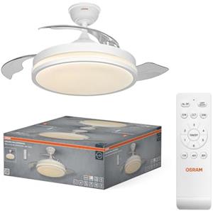 OSRAM Ventilatore da soffitto LED Coromuel, 1065 mm, 60W, CCT 3000/4000/6500K, 2600 lm, angolo del fascio di 115°, durata utile di 50.000 h, dimmerabile, telecomando incluso