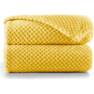 DecoKing Coperta Plaid Pile 220x240 cm per Letto Matrimoniale Calda Accogliente e Spessa in Morbido Velluto Stile Scandinavo Per Letto Divano Sedia Tutte le Stagioni Giallo Henry