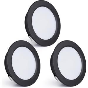 KYOTECH Faretti da Incasso a LED 230V, 4W 440LM Faretti LED 16mm Ultrapiatti 2700K Bianco Caldo Faretti da Soffitto Foro 55-60mm per Cucina, Soggiorno, Camera da Letto, Nero, Set da 3
