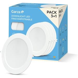 Garza - Confezione da 3+1 faretti LED da incasso per Cartongesso, circolari, extrapiatti, 22 cm, 18 W, luce neutra 4000 K, 1950 lm, 30.000 ore, IP20, bianco, risparmio energetico 80%