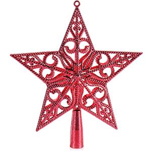 COM-FOUR® puntale per albero di Natale rosso a forma di stella (rosso/ornamento - 18-22 cm)