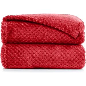 DecoKing Coperta Plaid Pile 70x150 cm per Letto Singolo Calda Accogliente e Spessa in Morbido Velluto Stile Scandinavo Per Letto Divano Sedia Tutte le Stagioni Rosso Henry