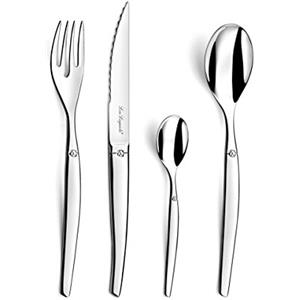 LOU LAGUIOLE - Set di posate da 24 pezzi per 6 persone - Jet - acciaio inox 18/0, finitura lucida