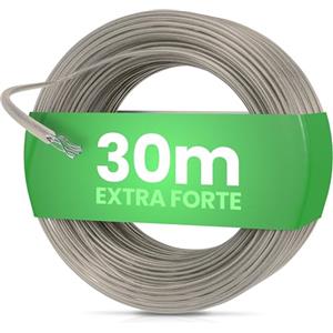 SimplySmooth Stendibiancheria 30m - Corda con anima in acciaio in 3 lunghezze - Extra resistente e robusta - Per giardino, campeggio e stendibiancheria - Corda da esterno