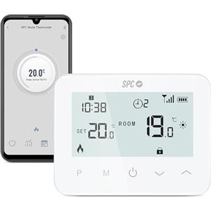 SPC Vesta Thermostat - Termostato riscaldamento WiFi per caldaia a gas, controllo intelligente tramite app, compatibile con Alexa/Google, rilevamento finestra aperta, programmabile e a parete - Bianco