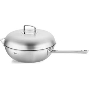 Fissler Original-Profi Collection, Padella Wok in Acciaio Inox Diametro 32 cm, 6.4 L, Coperchio in Metallo, Multistrato Premium A 5 Strati, Distribuzione Ottimale del Calore, Compatibile Induzione