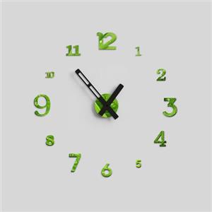 Giallobus - Orologio da Parete Adesivo Grande Float - Typos - Legno Mdf - Float ⌀ 60/80/110cm - 28 - Green leaf - Orologio da parete moderno - Numeri adesivi 3d - Diametro variabile 60/80/100cm