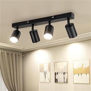 Dehobo Lampada Faretti da Soffitto LED Orientabili, Faretti da Parete Interno GU10 Nero, Lampadario LED Moderna da Soffitto per Camera da Letto Cucina Soggiorno, Lampadina GU10 non Inclusa