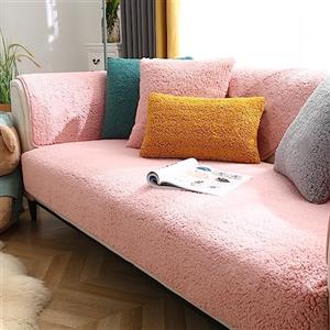 SHANNA Copridivano 3 Posti con Penisola Sherpa, Nuovo Fodera per Divano Antiscivolo Antimacchia, Telo Copridivano con Braccioli Tessuto Super Morbido Universale (Rosa, 45 x 45cm)