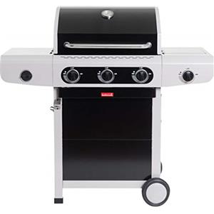 barbecook Siesta 310 - Black Edition, Barbecue A Gas Professionale con 3 Fuochi Multifunzione, BBQ a Gas con Tavolino e Vassoio di Raccolta, Barbecue da Giardino, Facile da Spostare