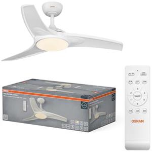 OSRAM Ventilatore da soffitto LED Garoa 1065 mm, 40 W, CCT 3000/4000/6500 K, 1100 lm, angolo del fascio di 115°, durata utile di 50.000 h, motore DC, 6 impostazioni, timer, telecomando.