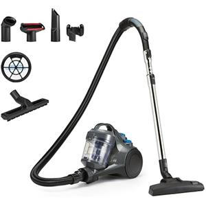 Amazon Basics Aspirapolvere a Traino senza Sacco 1.3L Compatto e Leggero con Spazzola Tripla Azione, Filtro HEPA, 850W, per Tappeti e Pavimenti Duri, Grigio