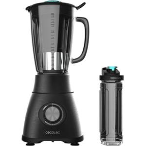 Cecotec Frullatore a Caraffa Power Black Titanium 1800 Go. 1800 W, Lama a 6 foglie con Rivestimento in titanio nero, caraffa in vetro fuso da 1,8 l di capacità, 5 Velocità + Turbo