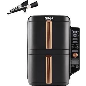 Ninja Double Stack XL - Friggitrice ad Aria Doppia - Cottura Senza Olio in 2 Cestelli a 2 Scomparti, 4 livelli Totali - Capienza Totale 9,5L - Modello SL400EUCP, Colore Nero/Rame