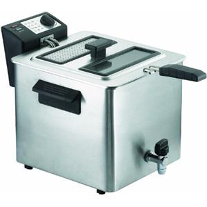 RGV Fry Type - Friggitrice Elettrica 8 Litri con Rubinetto per Scarico dell'Olio e Testata removibile, Cestello in Acciaio Inox 23x23x11