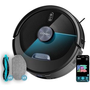 Cecotec Robot Aspirapolvere e Lavapavimenti Conga M60 Dark. Navigazione Laser, Potenza 13000 Pa, Autonomia 200 min, Spazzola Multifunzionale, Bluetooth WiFi, App per Pulizia Precisa