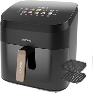 Cecotec Friggitrice ad Aria 8,5L doppio Grill e Affumicatore Cecofry&Grill Smokin' 8500 Plus. 2200 W, Doratura perfetta, Gusto Griglia, Temperatura regolabile 200º máx, 10 Menu, Pizza Maker