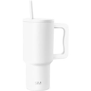 Simple Modern Tazza Termica con Cannuccia e Manico | Bicchiere Termico in Acciaio Inossidabile Isolato | Regali per Donne & Uomini | Trek | 890ml | Winter White