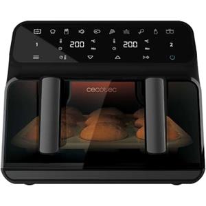 Cecotec Friggitrice ad Aria Cecofry Advance 9000 Window Plus. 9L o Doppio Cestello 4,5L, 2200W, Temperatura Duale, 8 Menu, Pannello Touch, Finestra Visione, Cottura Rapida Uniforme