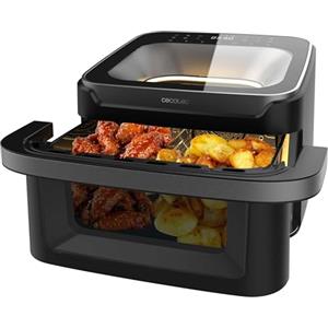 Cecotec Friggitrice ad aria senza olio - Air Fryer 10L Cecofry Advance 10000 Full Vision. 2200 W, parete divisoria, 12 menu, finestra anteriore, piastra per pizza, Temp 40-200 °C, manico freddo al