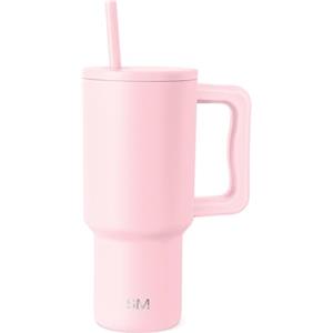 Simple Modern Tazza Termica con Cannuccia e Manico | Bicchiere Termico in Acciaio Inossidabile Isolato | Regali per Donne & Uomini | Trek | 890ml | Blush