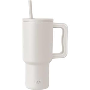 Simple Modern Tazza Termica con Cannuccia e Manico | Bicchiere Termico in Acciaio Inossidabile Isolato | Regali per Donne & Uomini | Trek | 890ml | Almond Birch