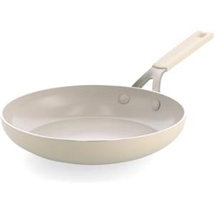 KitchenAid Aluminium Padella Ceramica Antiaderente, 24 cm, Senza PFAS, Compatibile Induzione, Manico Acciaio Inox, Adatta Forno, Lavabile Lavastoviglie, Crema