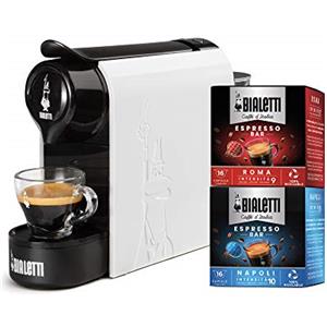 Bialetti Gioia, Macchina Caffè Espresso Incluse 32 Capsule, Funziona esclusivamente con Capsule, Bianco