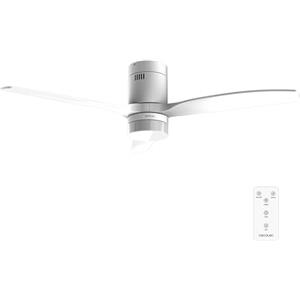 Cecotec Ventilatore da Soffitto con Luce e Telecomando EnergySilence Aero 4600 Arctic White&White. Motore DC 38W, Diametro 132cm, Lampada LED 18W, 3 Pale, 6 Velocità, Timer 8h, Ultra Silenzioso