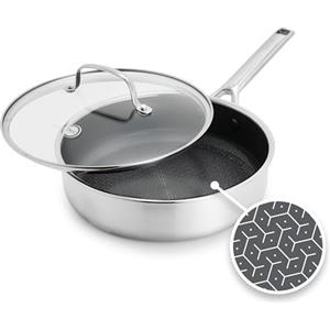 GreenPan APEX Tegame Ceramica Antiaderente con Diamanti e Coperchio Vetro, 24 cm, Adatto Utensili Metallo, Senza PFAS, Compatibile Induzione, Adatto Forno 220 °C, Manico Acciaio Inox, Nero Opaco