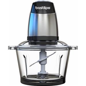 Bastilipo - PE-350, Tritatutto elettrico per alimenti da 350 W e capacità di 1,2 litri, in acciaio inox, colore nero