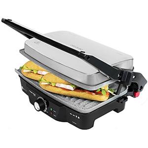 Cecotec Grill Elettrico Rock'nGrill 1500. Rivestimento Antiaderente RockStone, 180º, Altezza Regolabile, Superficie cucinata 29x17 cm, Impugnatura a Contatto Freddo, 1500 W