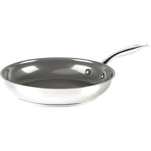 GreenChef Profile Plus Padella Inox Ceramica Antiaderente Sana 24 cm, Senza PFAS, Compatibile Induzione, Adatta al Forno, Lavabile in Lavastoviglie, Argento