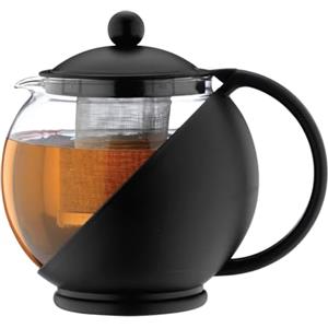 Café Olé Everyday Teiera, nera, 710 ml / per 3-4 persone, infusore in acciaio inossidabile, corpo in vetro con rivestimento in plastica, lavabile in lavastoviglie