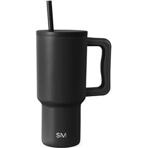 Simple Modern Tazza Termica con Cannuccia e Manico | Bicchiere Termico in Acciaio Inossidabile Isolato | Regali per Donne & Uomini | Trek | 890ml | Midnight Black