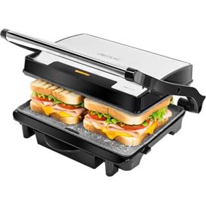 Cecotec Bistecchiera Elettrica Rock'Ngrill 1500 Rapid Sear. 1500 W, Piastra e Tostiera, Rivestimento in Pietra RockStone, Piastra Superiore Regolabile in Altezza, Vaschetta Raccogligrasso