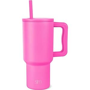 Simple Modern Tazza Termica con Cannuccia e Manico | Bicchiere Termico in Acciaio Inossidabile Isolato | Regali per Donne & Uomini | Trek | 890ml | Raspberry Vibes