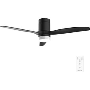 Cecotec Ventilatore da Soffitto con Luce e Telecomando EnergySilence Aero 4600 Arctic Black&Black. Motore DC 38W, Diametro 132cm, Lampada LED 18W, 3 Pale, 6 Velocità, Timer 8h, Ultra Silenzioso