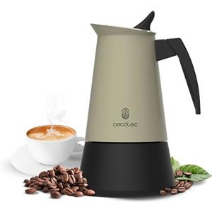 Cecotec Caffettiera Moka Express Piccolina 400 Green. 200ml, 4 Tazze di Caffè, Acciaio Inox, Adatta Tutte le Superfici, Filtro Premium, Valvola di Sicurezza, Manico Termoresistente, Design Elegante