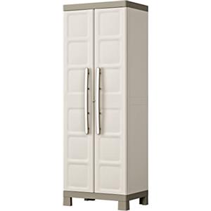 Keter Armadio Portascope Excellence, 4 Ripiani Regolabili & 2 Vaschette Portaoggetti, Beige/Tortora, 65x45x182 H Cm
