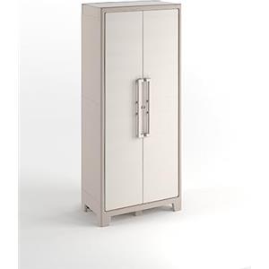 Keter Armadio Portascope Gulliver, 8 Ripiani Pieghevoli, da Esterno, Ideale per Balcone e Giardino, Sabbia/Beige, 80x44x182 H Cm