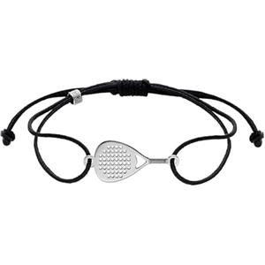 CODEONE Bracciale Racchetta da Padel in Nylon Nero | Acciaio Inossidabile Colore Argento | Design Artigianale Sportivo | Filo Regolabile in Nylon | Racchetta | Confezione Regalo