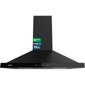 Cecotec Cappa Aspirante Piramidale 70 cm Bolero Flux PT 704400 Black A+++. Vetro Frontale Nero, Aspirazione 449,5 m³/h, Controllo Touch Invisibile, Funzione Booster, Filtri Lavabili, Classe A+++