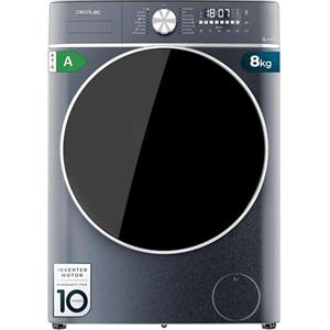 Cecotec Lavatrice 8 Kg Carico frontale Bolero DressCode 8800 Inverter Ice Blue A. 2000 W, 1400 giri/min, 16 programmi, basso consumo, motore inverter Plus, SteamMax, ricarica automatica e display