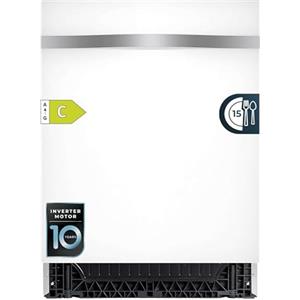 Cecotec Lavastoviglie Integrata 60cm Bolero Aguazero 6620 Full-BI White Glass C. 1850W, 15 Coperti, 8 Programmi, Motore Inverter, Display FullColor, Smart Wash, Turbo Dry+, AutoClean