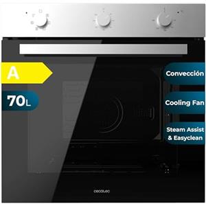 Cecotec Forno Multifunzione da Incasso Bolero Hexa M236000 Inox Time A. 2800W, 70L, 6 Funzioni: Defrost, Convezione, Grill, Cooling Fan, Timer, Base XXL, Easyclean, Triplo Vetro, Classe A
