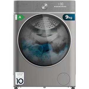 Cecotec Lavatrice 9 Kg di carico frontale Bolero DressCode 9800 Inverter Steel A. 1400 giri/min, classe A, 16 programmi, motore Inverter Plus, SteamMax, OnSmart, SpaCare, Fuzzy Logic e Display Touch