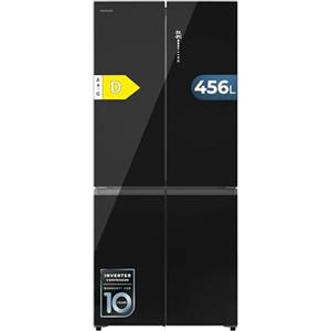 Cecotec Frigorifero 4 Porte Semi Incasso Bolero CoolMarket 4D 456 SBI Black Glass D. Extra Capacità Inside 456L, 190 cm Altezza, 83,3 cm Larghezza, Classe D, Ultra Silenzioso, Vetro Nero Elegante