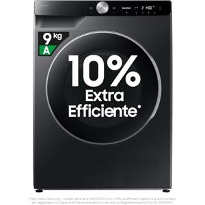 Samsung Lavatrice AI Control WW90DG6U85LB/U3 Libera installazione, 9 Kg, 1400 RPM, Wifi, Ecodosatore, Vapore, Carica Frontale, Corpo: Nero, Oblò: Nero, 60l x 85h x 60p cm, Normal