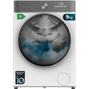 Cecotec Lavatrice a carico frontale Bolero DressCode 9800 Inverter A. 2000 W, 1400 rpm, 16 programmi, Motore Inverter Plus, SteamMax, Caricamento automatico e Display touch XXL. Classe A, KidLock